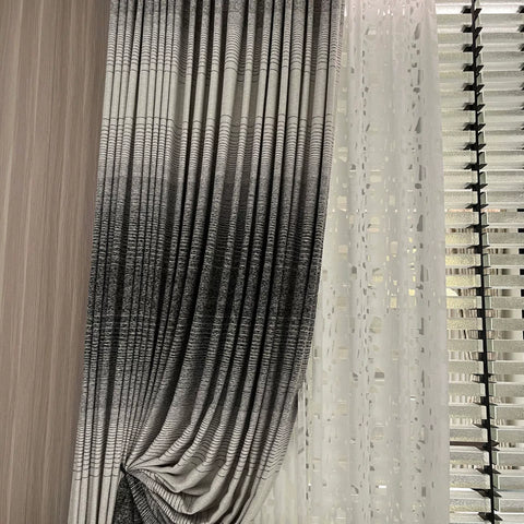 Custom made ethnic gray chenille blackout curtain