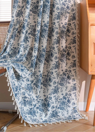 Modern White and Blue Curtain