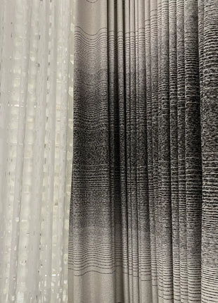 Custom made ethnic gray chenille blackout curtain