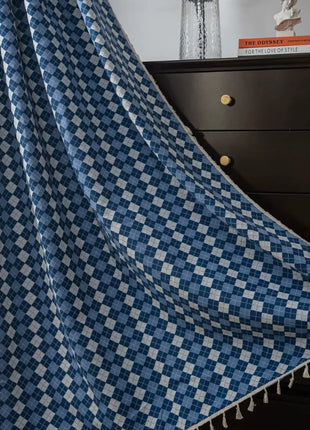 Two-tone curtain woven cotton linen heather effect