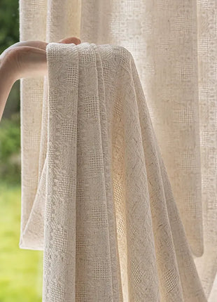 Insulating beige chenille jacquard curtain