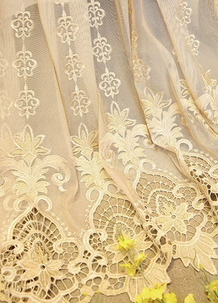 Golden Embroidery Sheer Living Room