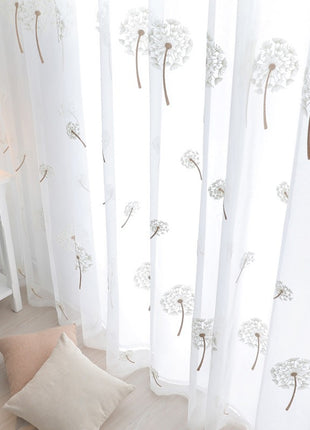 White Sheer Curtain Dandelion Patterns
