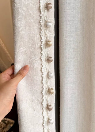 Beige floral tone-on-tone curtain for bedroom