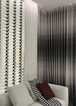 Custom made ethnic gray chenille blackout curtain