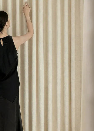 Modern ecru pattern chenille curtain