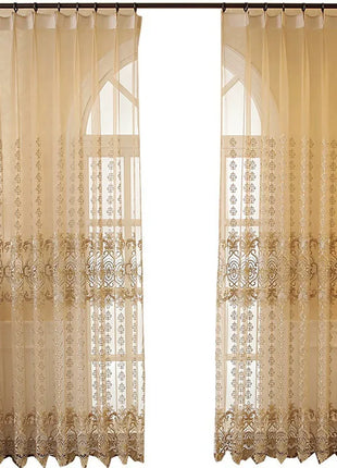 Golden Embroidery Sheer Living Room