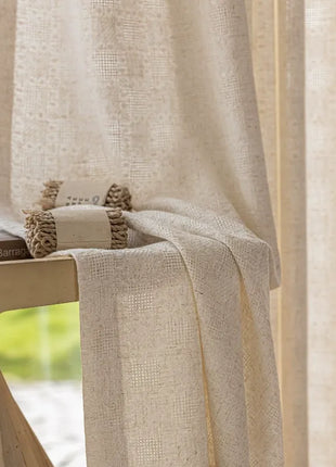 Insulating beige chenille jacquard curtain