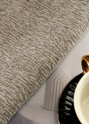 Thick chenille curtain with beige grid