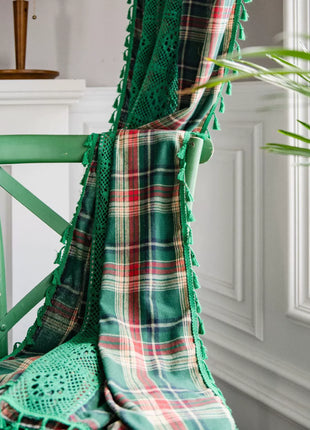 Red Vintage Check Curtain