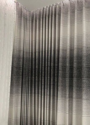 Custom made ethnic gray chenille blackout curtain