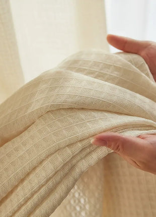 Beige wool insulating curtain geometric pattern