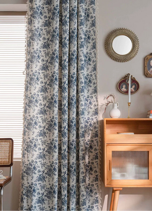 Modern White and Blue Curtain