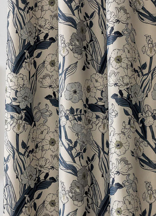 Vintage floral curtain with ruffles in cotton blend