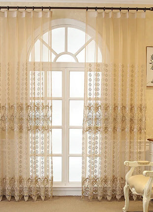 Golden Embroidery Sheer Living Room