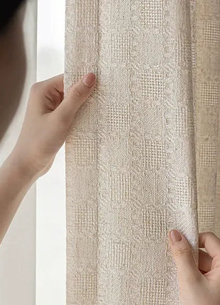 Insulating beige chenille jacquard curtain