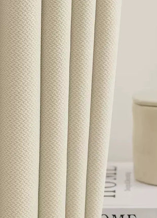 Geometric beige chenille blackout curtain