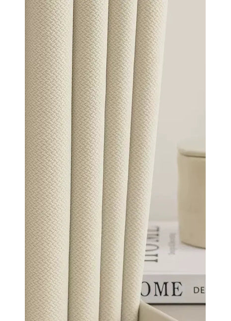 Geometric beige chenille blackout curtain