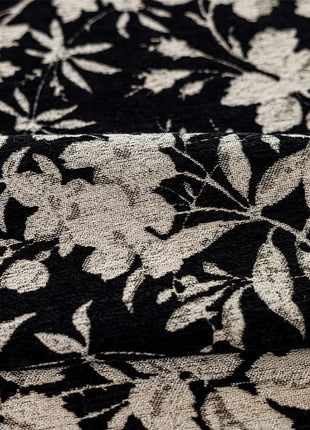 Blackout velvet curtain with graphic Rhine flower pattern