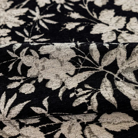 Blackout velvet curtain with graphic Rhine flower pattern