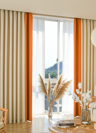 Orange Curtain Modern Living Room