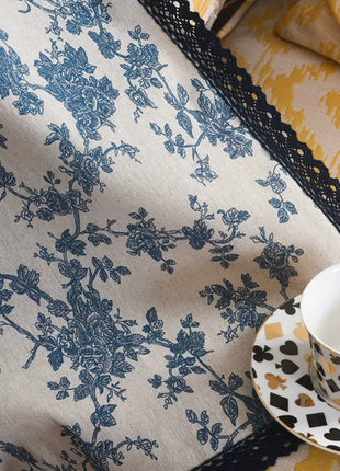 White Curtain Blue Flower Patterns