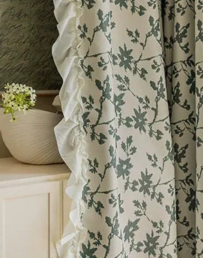 Black flowers blackout curtain in smooth chenille