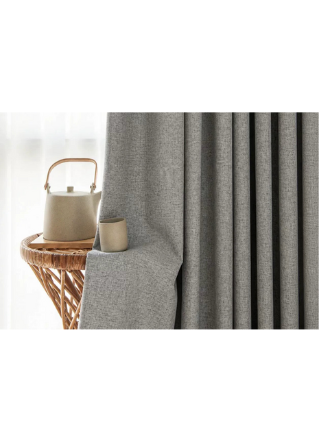 Dark gray jacquard blackout curtain