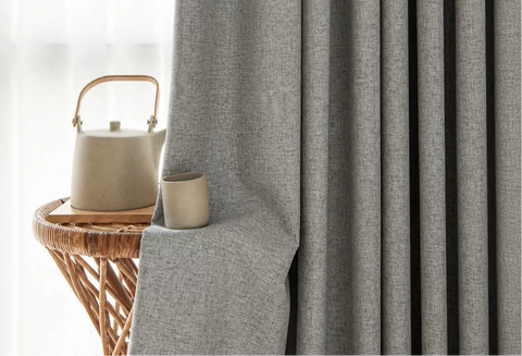 Dark gray jacquard blackout curtain