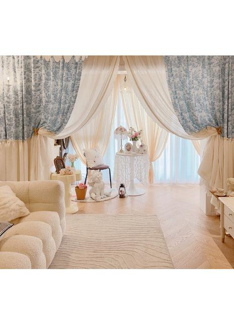 Navy blue baroque velvet curtain with gold patterns