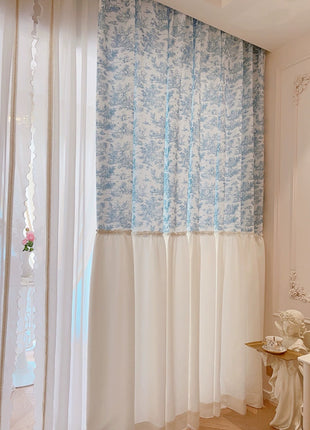 Navy blue baroque velvet curtain with gold patterns