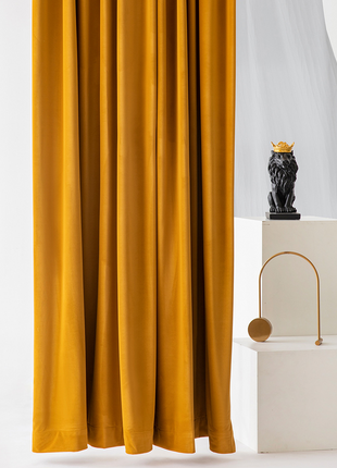 Rideau Occultant Velours Jaune Moutarde Salon