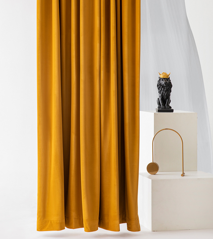 Rideau Occultant Velours Jaune Moutarde Salon