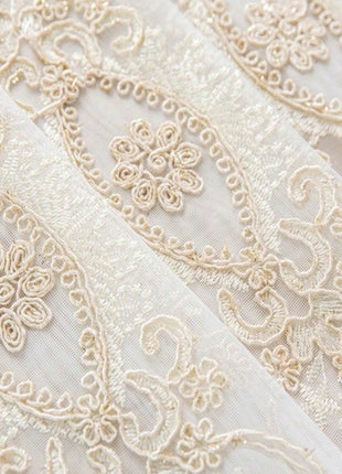 Vintage cream embroidered oriental sheer curtain