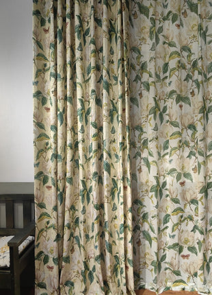 Beige Curtain with Flower Pattern