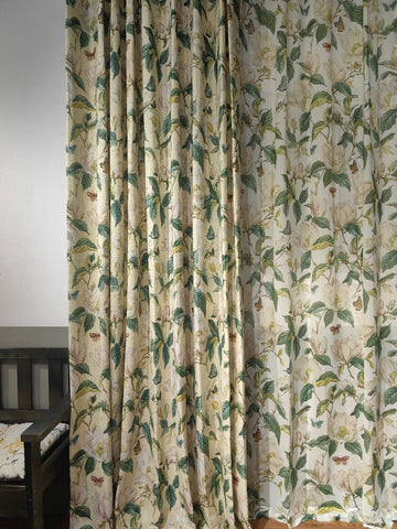 Beige Curtain with Flower Pattern