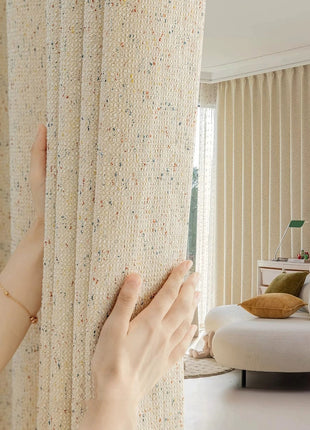 Cozy ecru mottled terry curtain for bedroom