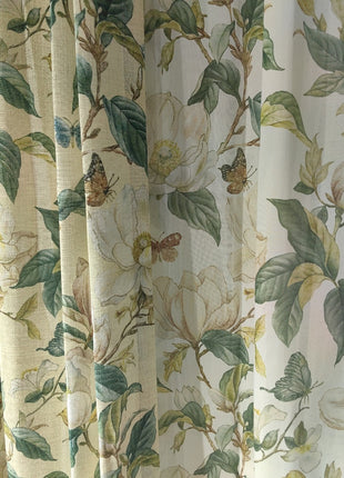 Beige Curtain with Flower Pattern