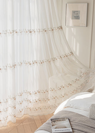 Sheer Leaf Pattern Window Living Room