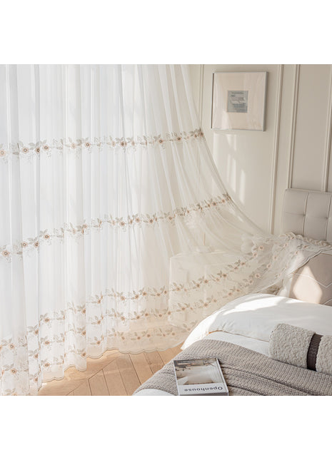 Sheer Leaf Pattern Window Living Room