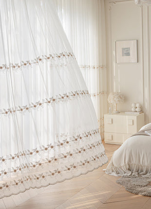 Sheer Leaf Pattern Window Living Room