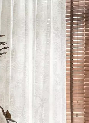Ivory tropical leaf sheer