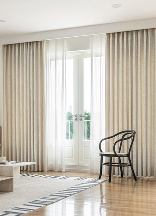 Luxury beige cotton linen blackout jacquard curtain