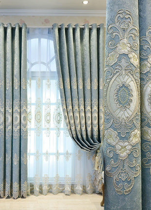 Royal Blue Embroidered Curtain