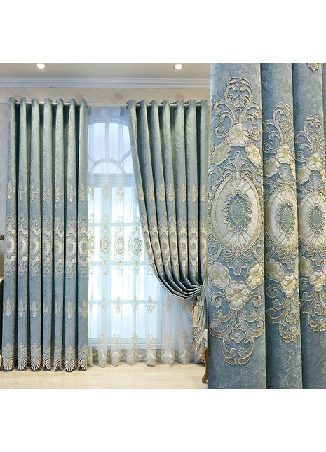 Royal Blue Embroidered Curtain