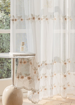 Sheer Leaf Pattern Window Living Room