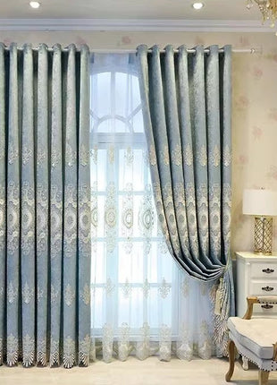 Royal Blue Embroidered Curtain