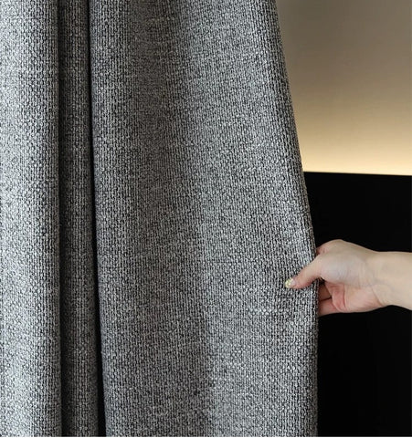 Gray blackout curtain sober texture living room