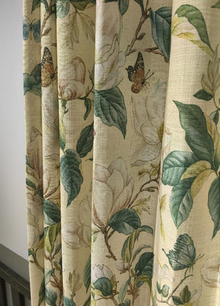 Beige Curtain with Flower Pattern