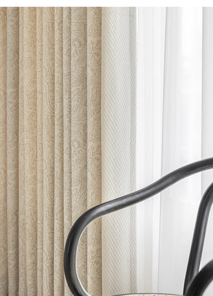 Luxury beige cotton linen blackout jacquard curtain